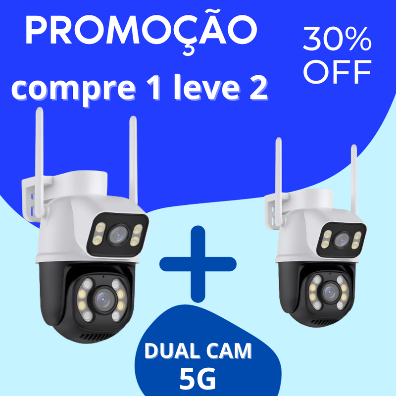 Câmera Dupla 5g Wi-Fi Full HD 1480p A prova de Água + Cartão de Memória 32gb de Brinde HOJE