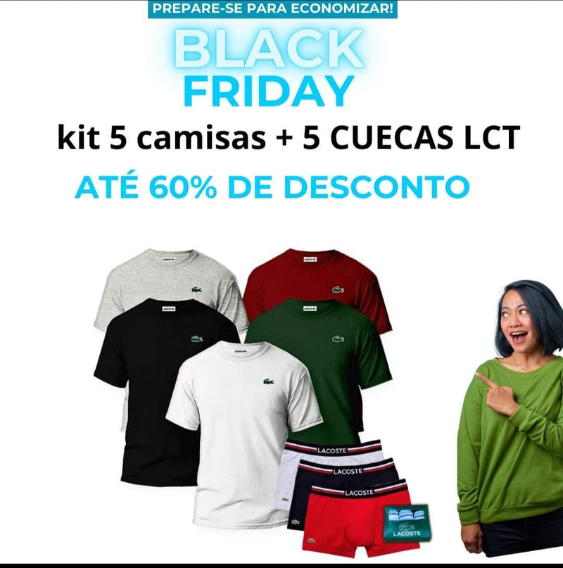 05 Camisas Lacoste - Compre 1 Leve 5 + Brinde 3 Cuecas OFERTA SOMENTE HOJE