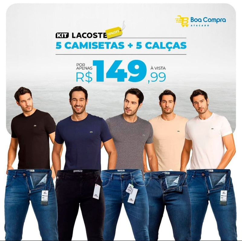 Kit 5 Calças Calvin Klein + 5 Camisetas Calvin Klein(Só Hoje)
