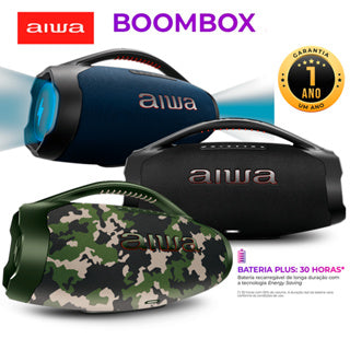 AIWA, Caixa de Som Boombox BBS01, 200W RMS, IP66 com Alça, 30h de Bateria, Bluetooth 5.3,TWS + Bolsa de Brinde