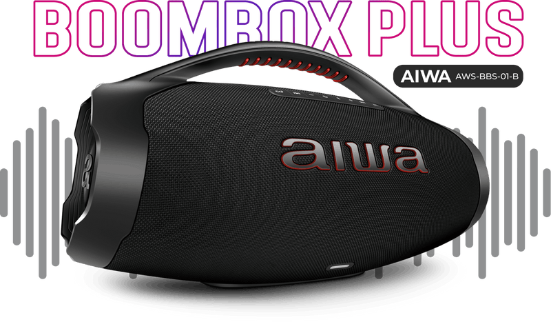 AIWA, Caixa de Som Boombox BBS01, 200W RMS, IP66 com Alça, 30h de Bateria, Bluetooth 5.3,TWS + Bolsa de Brinde