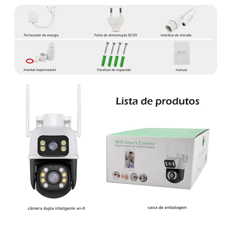 Câmera Dupla 5g Wi-Fi Full HD 1480p A prova de Água + Cartão de Memória 32gb de Brinde HOJE