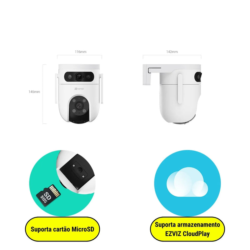Compre 1 Leve 2 Câmera Ezviz  Dupla 5g Wi-Fi Full HD resolução de 2K (2880 x 1620) - Alexa - A prova de Água + Cartão de Memória 64gb de Brinde