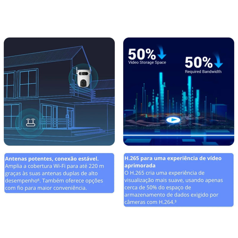 Compre 1 Leve 2 Câmera Ezviz  Dupla 5g Wi-Fi Full HD resolução de 2K (2880 x 1620) - Alexa - A prova de Água + Cartão de Memória 64gb de Brinde
