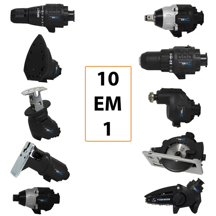 Kit 10 em 1 (Parafusadeira - Furadeira - Lixadeira - Serra - Martelete Elétrico - Mais 5) + Brinde