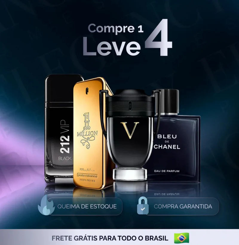 4 Perfumes Masculinos Importados [100ml] - 1 Million | 212 | Invictus | BLEU - 5 Anos